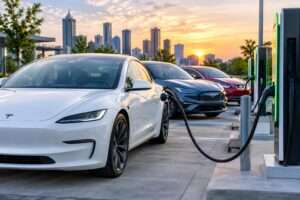 Electric Car on Charging Station